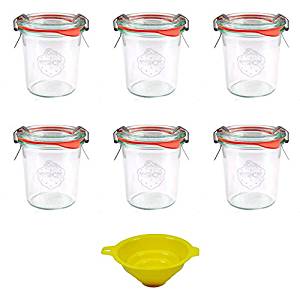 Weck - 6 tarros de Cristal Redondos con Gomas 
