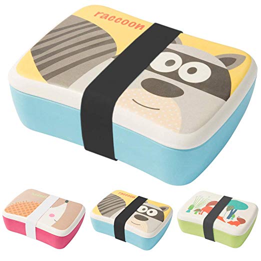 Bento box infantil de bambú con compartimento pequeño para snacks